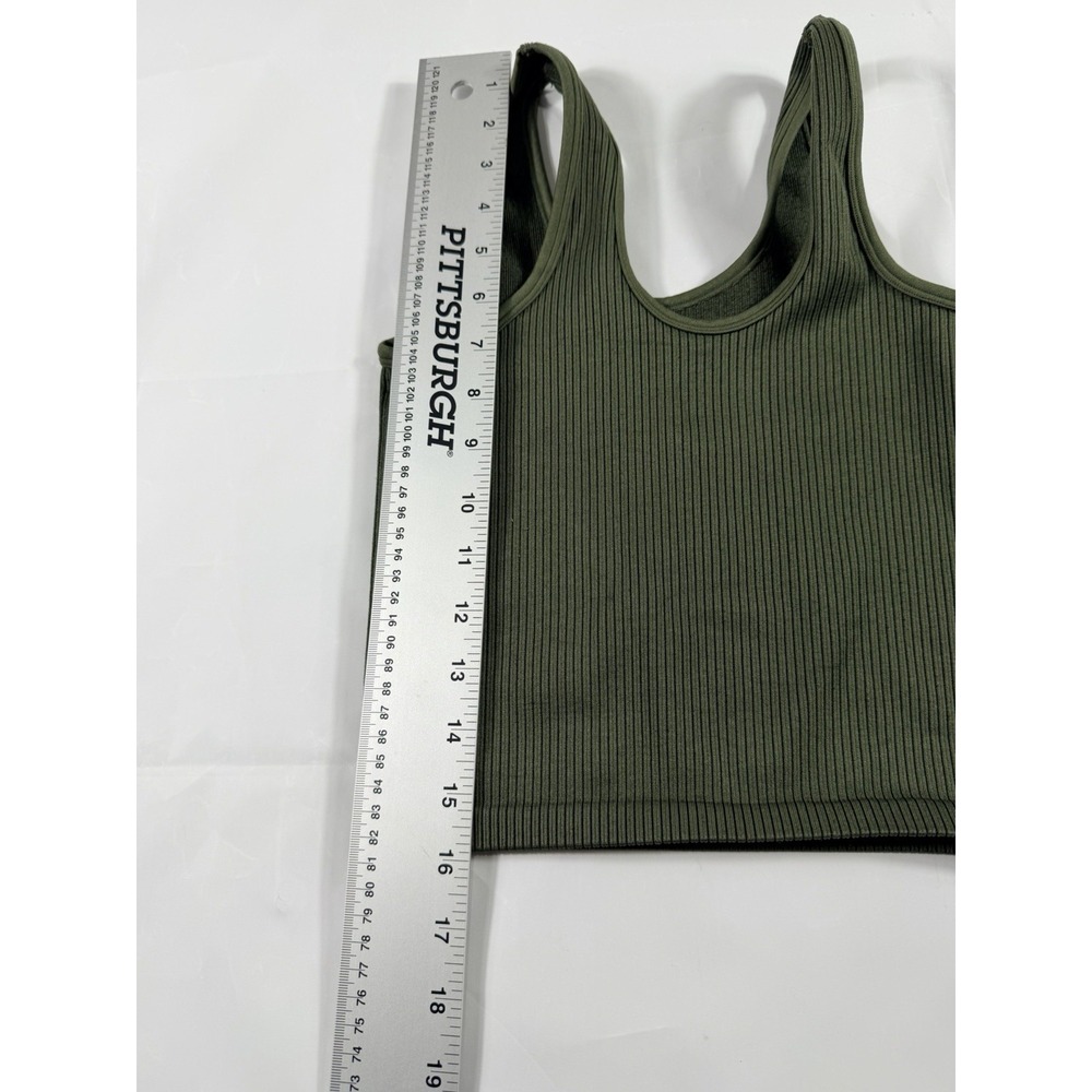 Aerie OFFLINE Ribbed Stretch Tank Top Green XS Athletic Fit Scoop Neck - Picture 4 of 5